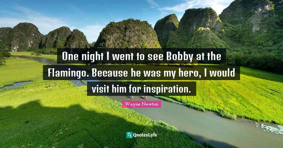 One night I went to see Bobby at the Flamingo. Because he was my hero, I would visit him for inspiration.