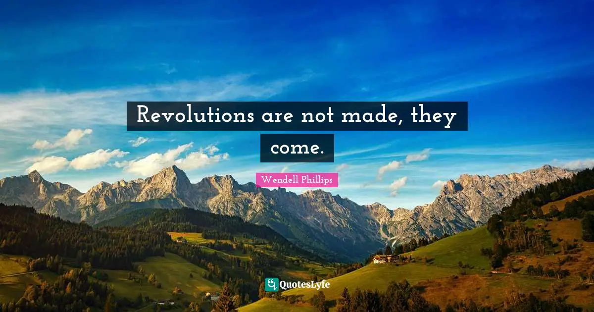Revolutions are not made, they come.