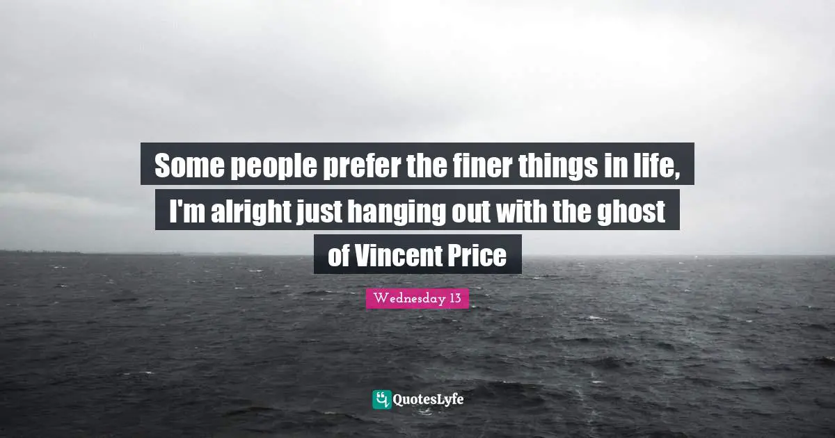 Some people prefer the finer things in life, I'm alright just hanging out with the ghost of Vincent Price