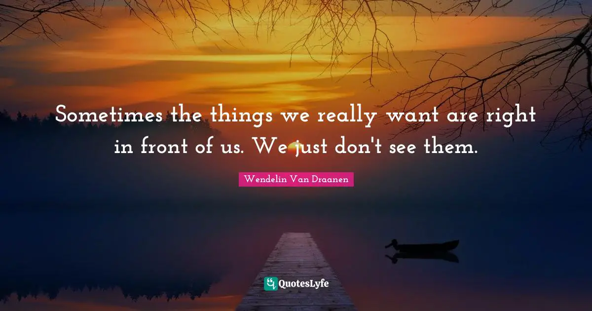 Sometimes the things we really want are right in front of us. We just don't see them.