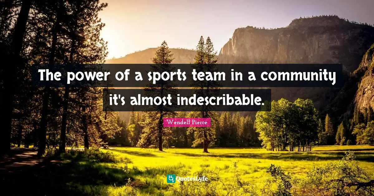 Wendell Pierce Quotes: "The power of a sports team in a community it's almost indescribable."