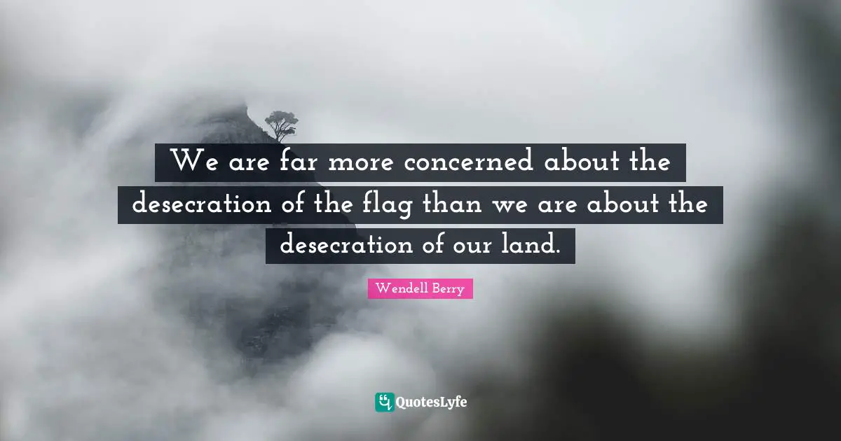 We are far more concerned about the desecration of the flag than we are about the desecration of our land.