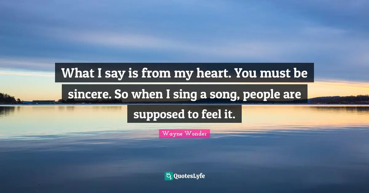 Wayne Wonder Quotes: "What I say is from my heart. You must be sincere. So when I sing a song, people are supposed to feel it."