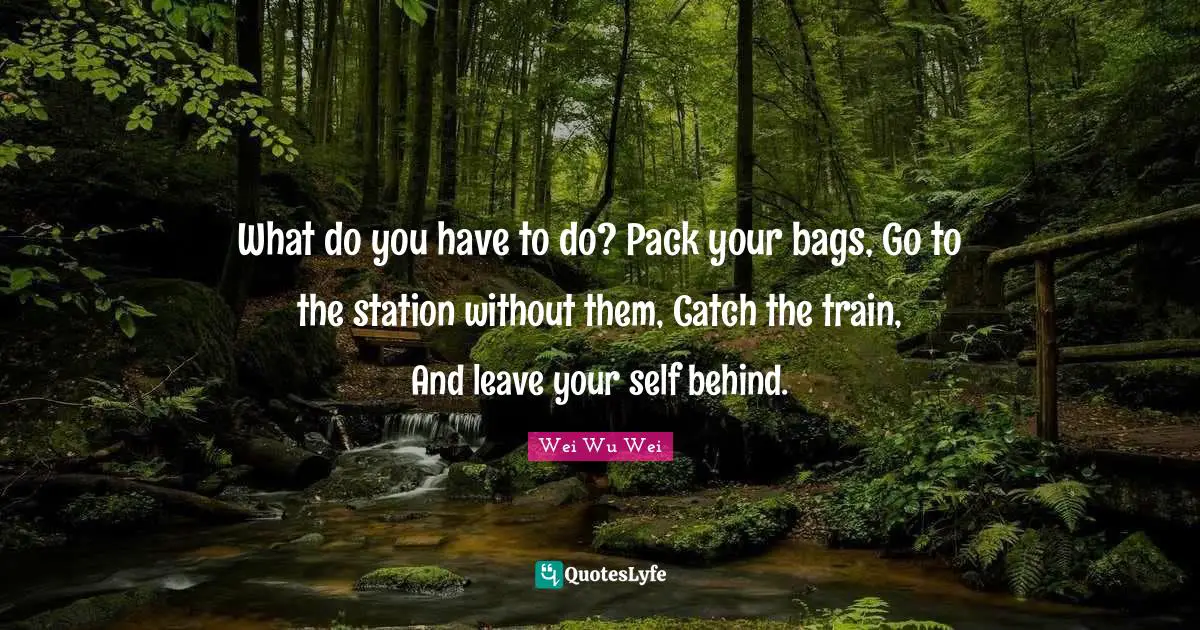 What do you have to do? Pack your bags, Go to the station without them, Catch the train, And leave your self behind.