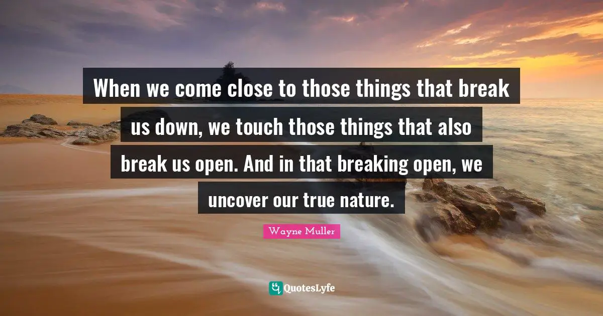 True Nature Quotes: "When we come close to those things that break us down, we touch those things that also break us open. And in that breaking open, we uncover our true nature."