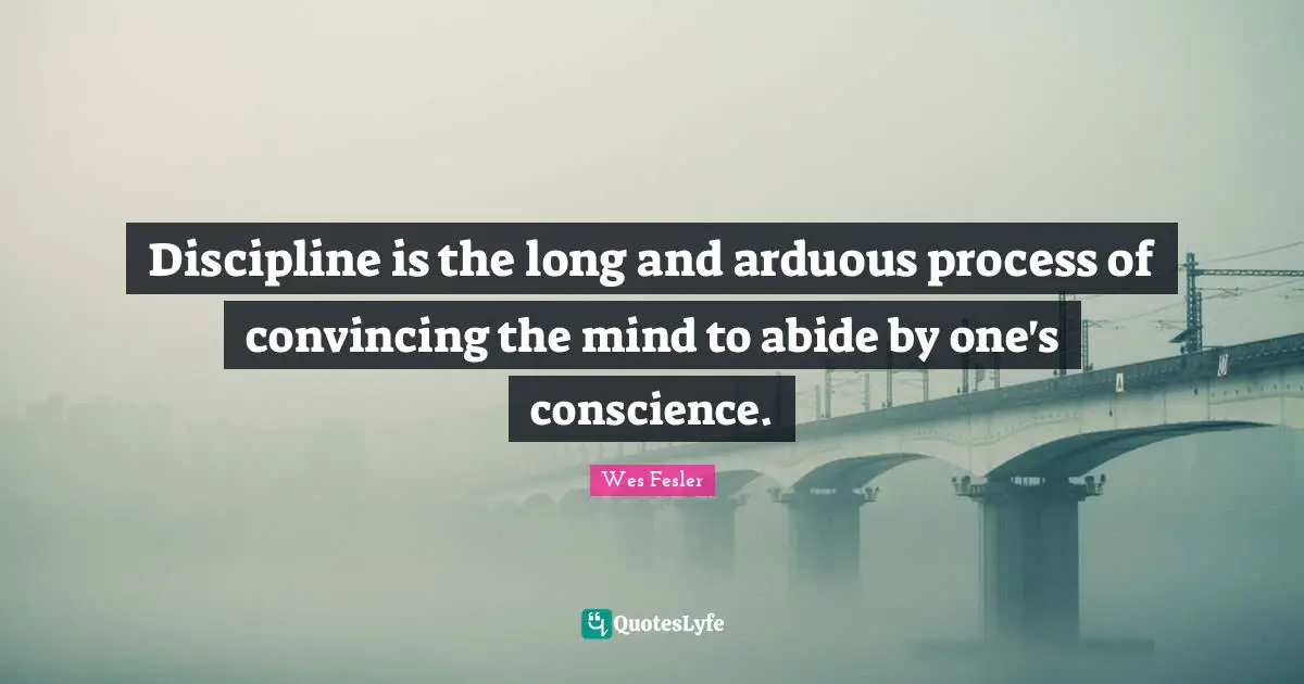 Discipline is the long and arduous process of convincing the mind to abide by one's conscience.