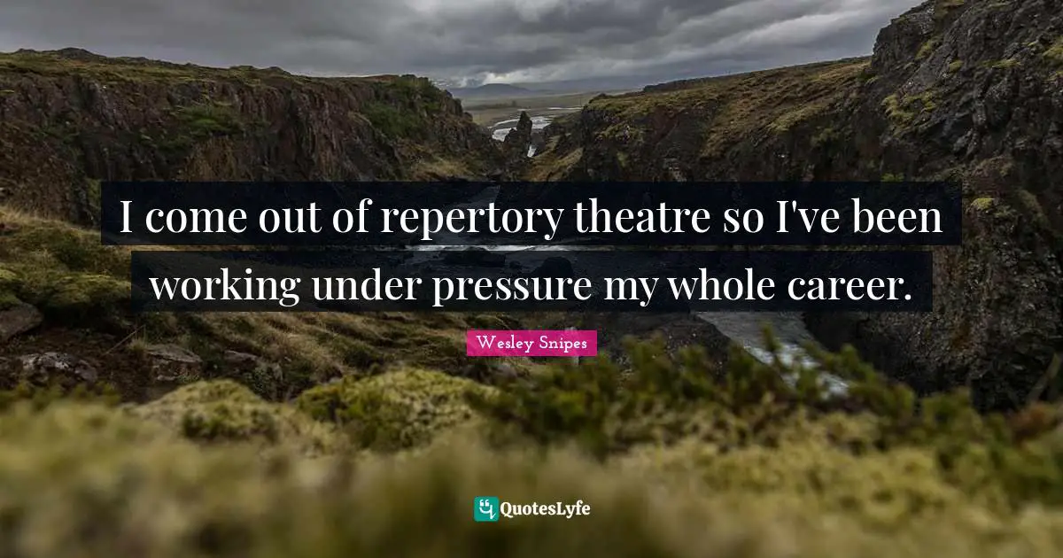 I come out of repertory theatre so I've been working under pressure my whole career.