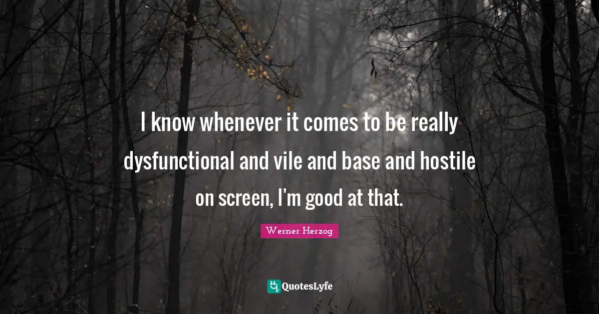 I know whenever it comes to be really dysfunctional and vile and base and hostile on screen, I'm good at that.