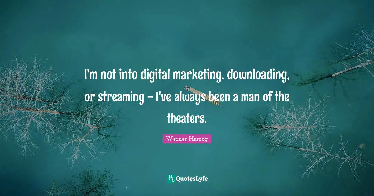 I'm not into digital marketing, downloading, or streaming - I've always been a man of the theaters.