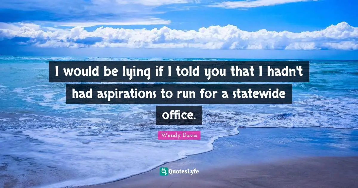 I would be lying if I told you that I hadn't had aspirations to run for a statewide office.