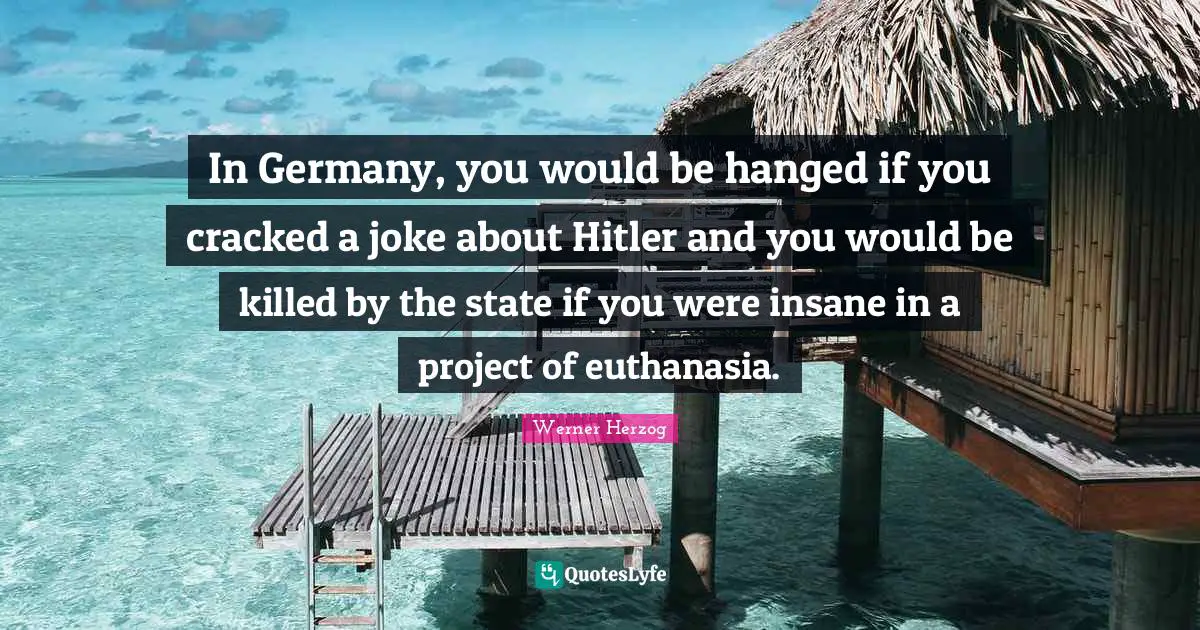 Euthanasia Quotes: "In Germany, you would be hanged if you cracked a joke about Hitler and you would be killed by the state if you were insane in a project of euthanasia."