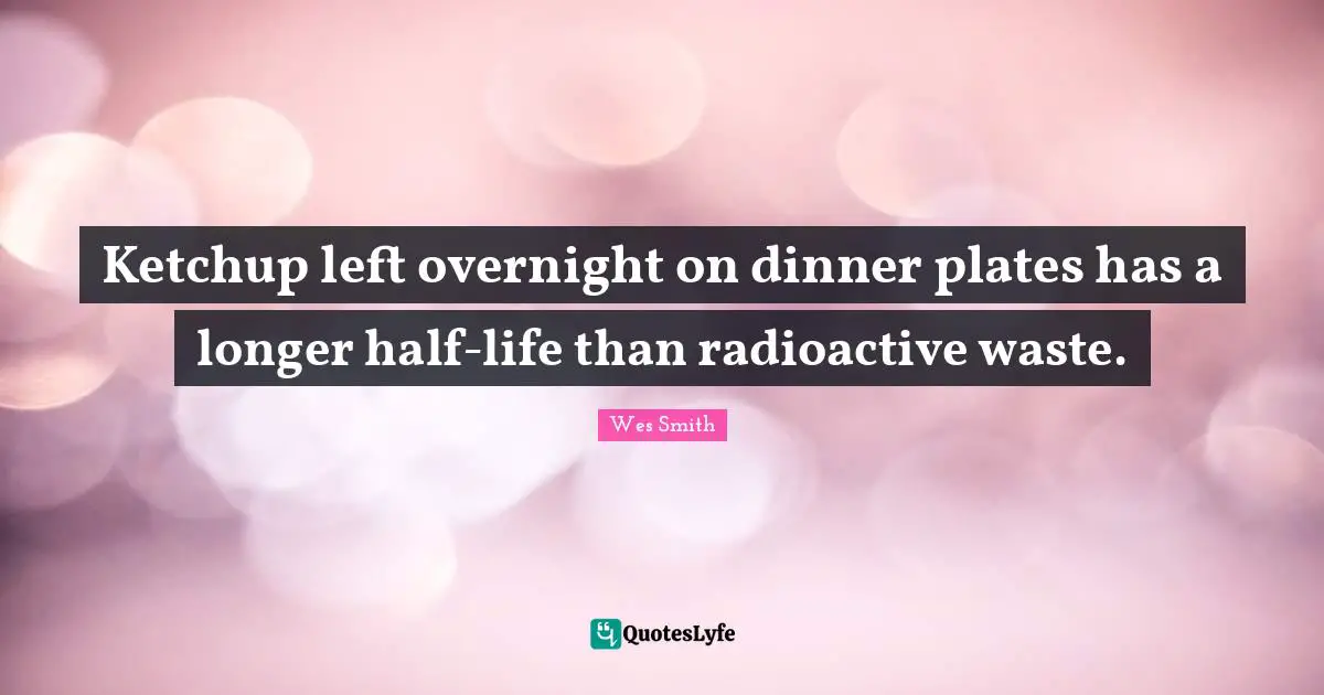 Plates Quotes: "Ketchup left overnight on dinner plates has a longer half-life than radioactive waste."