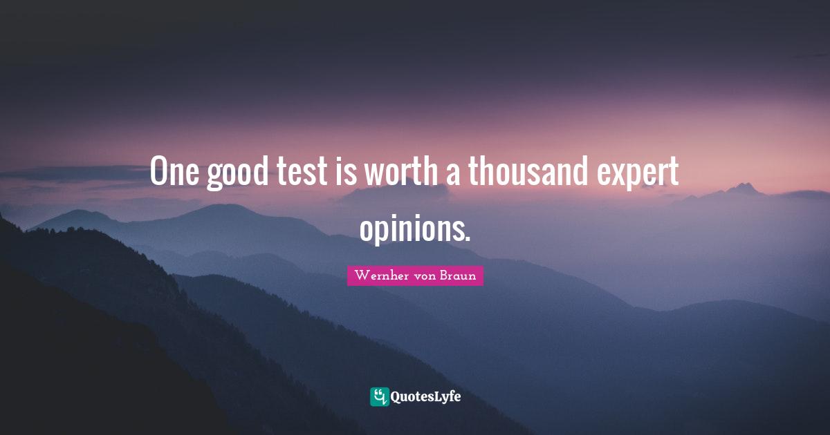 Tests Quotes: "One good test is worth a thousand expert opinions."
