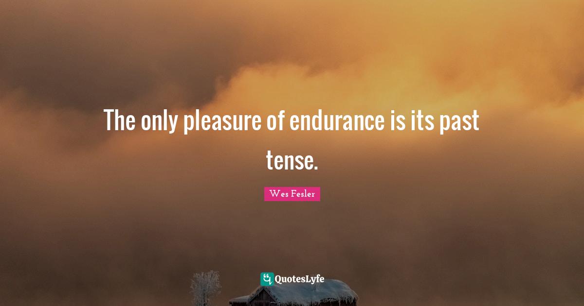 The only pleasure of endurance is its past tense.