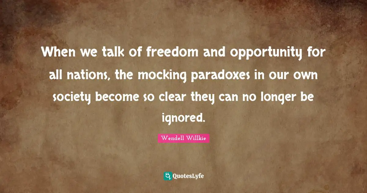 When we talk of freedom and opportunity for all nations, the mocking paradoxes in our own society become so clear they can no longer be ignored.