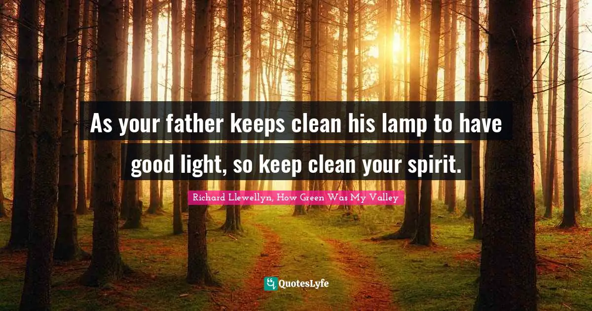 As your father keeps clean his lamp to have good light, so keep clean your spirit.
