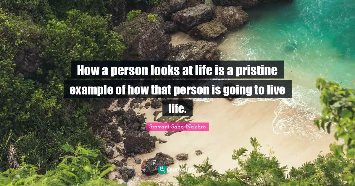 How a person looks at life is a pristine example of how that person is going to live life.