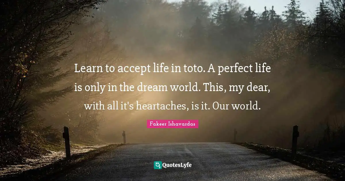 Learn to accept life in toto. A perfect life is only in the dream world. This, my dear, with all it's heartaches, is it. Our world.