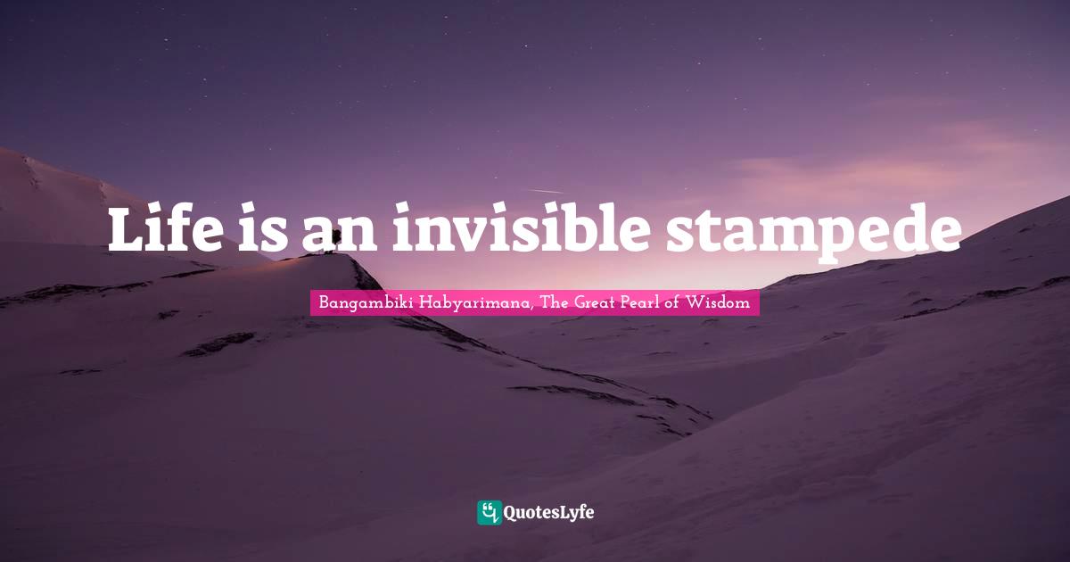 Survival Is The Name Of The Game Quotes: "Life is an invisible stampede"