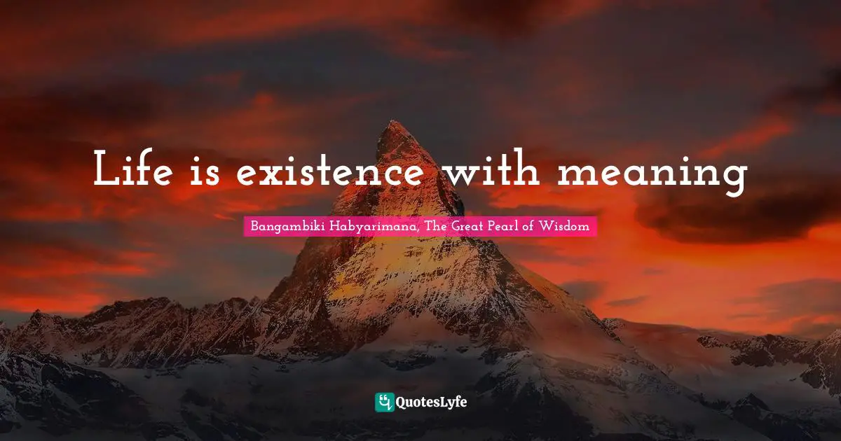 Source Of Life Quotes: "Life is existence with meaning"
