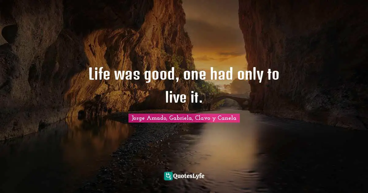 Life And Living Quotes: "Life was good, one had only to live it."