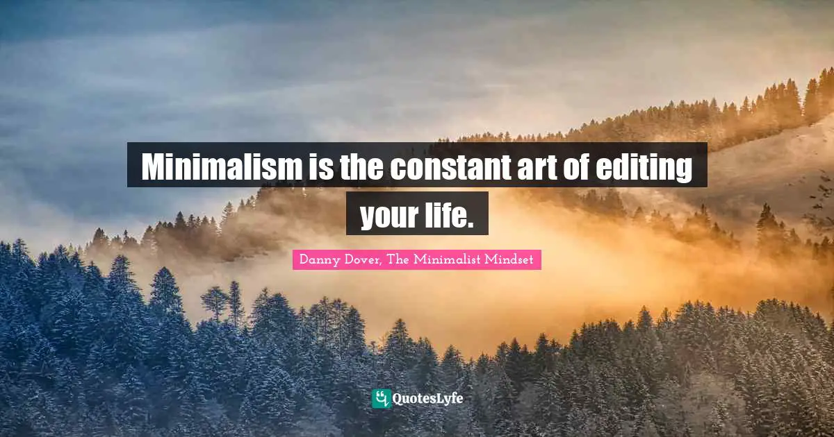 Minimalism is the constant art of editing your life.