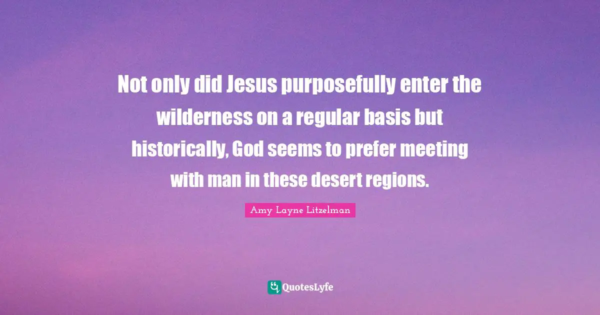 Not only did Jesus purposefully enter the wilderness on a regular basis but historically, God seems to prefer meeting with man in these desert regions.
