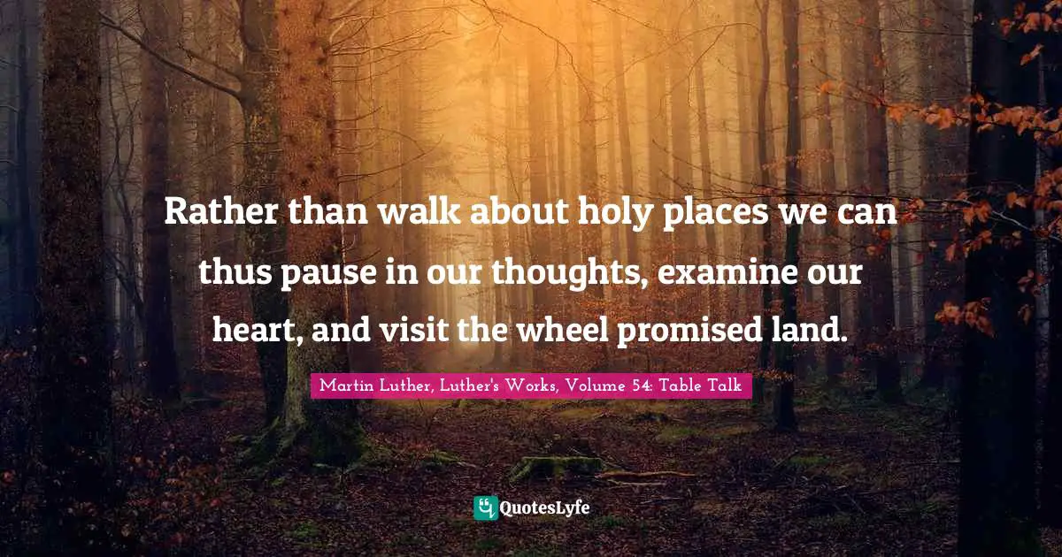 Rather than walk about holy places we can thus pause in our thoughts, examine our heart, and visit the wheel promised land.