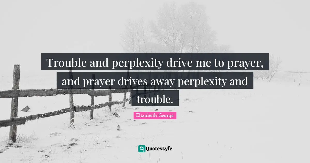 Trouble and perplexity drive me to prayer, and prayer drives away perplexity and trouble.