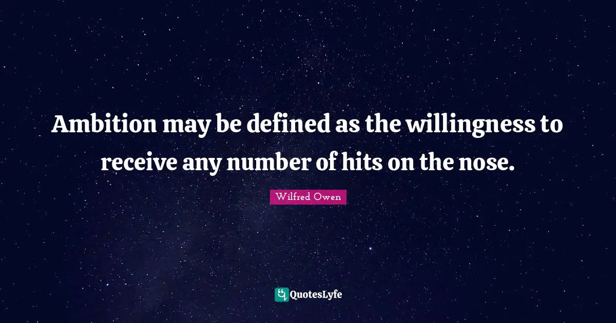 Ambition may be defined as the willingness to receive any number of hits on the nose.