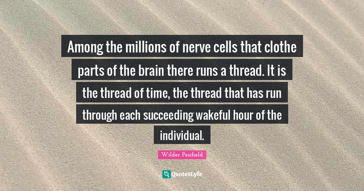 Among the millions of nerve cells that clothe parts of the brain there runs a thread. It is the thread of time, the thread that has run through each succeeding wakeful hour of the individual.