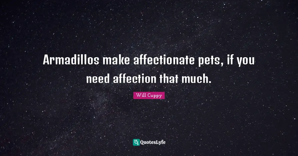 Pet Quotes: "Armadillos make affectionate pets, if you need affection that much."