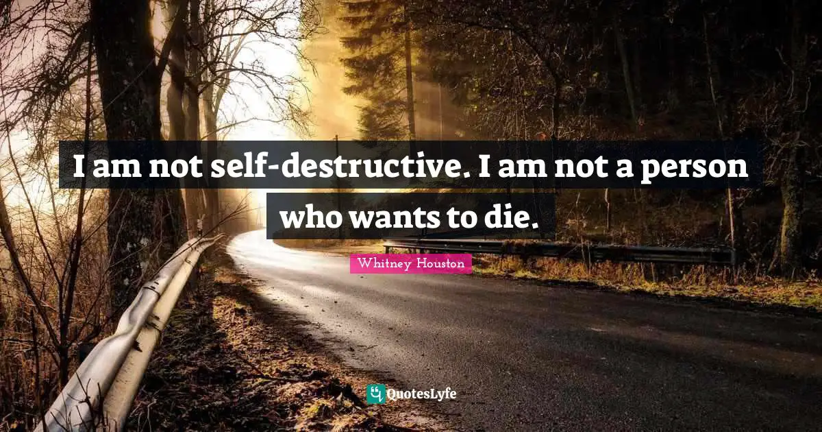 I am not self-destructive. I am not a person who wants to die.