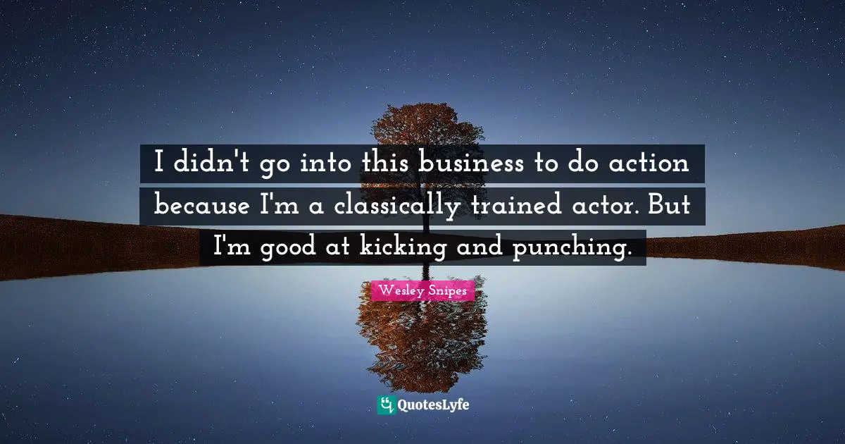 I didn't go into this business to do action because I'm a classically trained actor. But I'm good at kicking and punching.