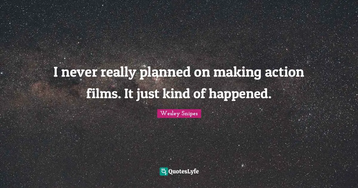 I never really planned on making action films. It just kind of happened.