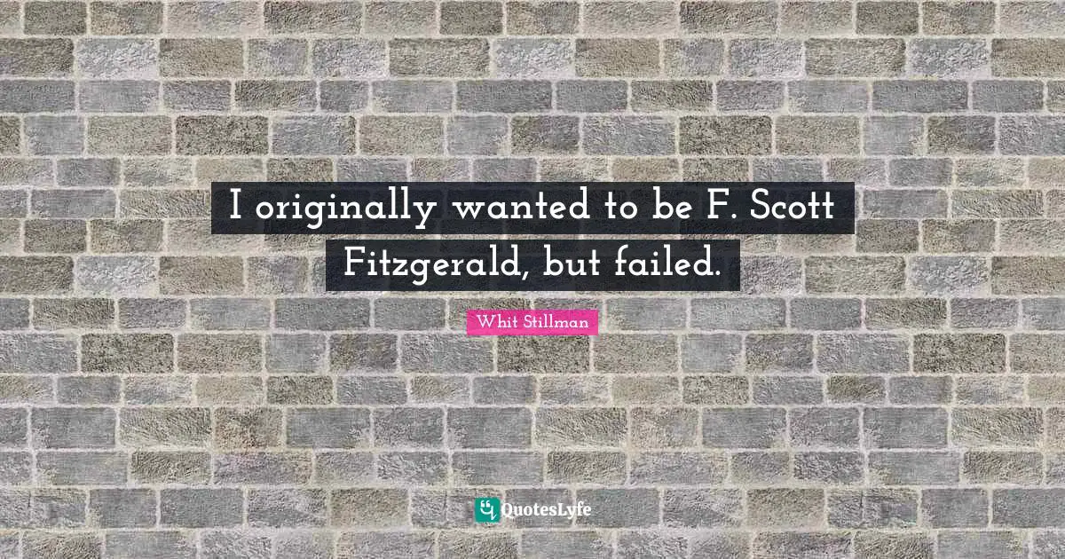 I originally wanted to be F. Scott Fitzgerald, but failed.