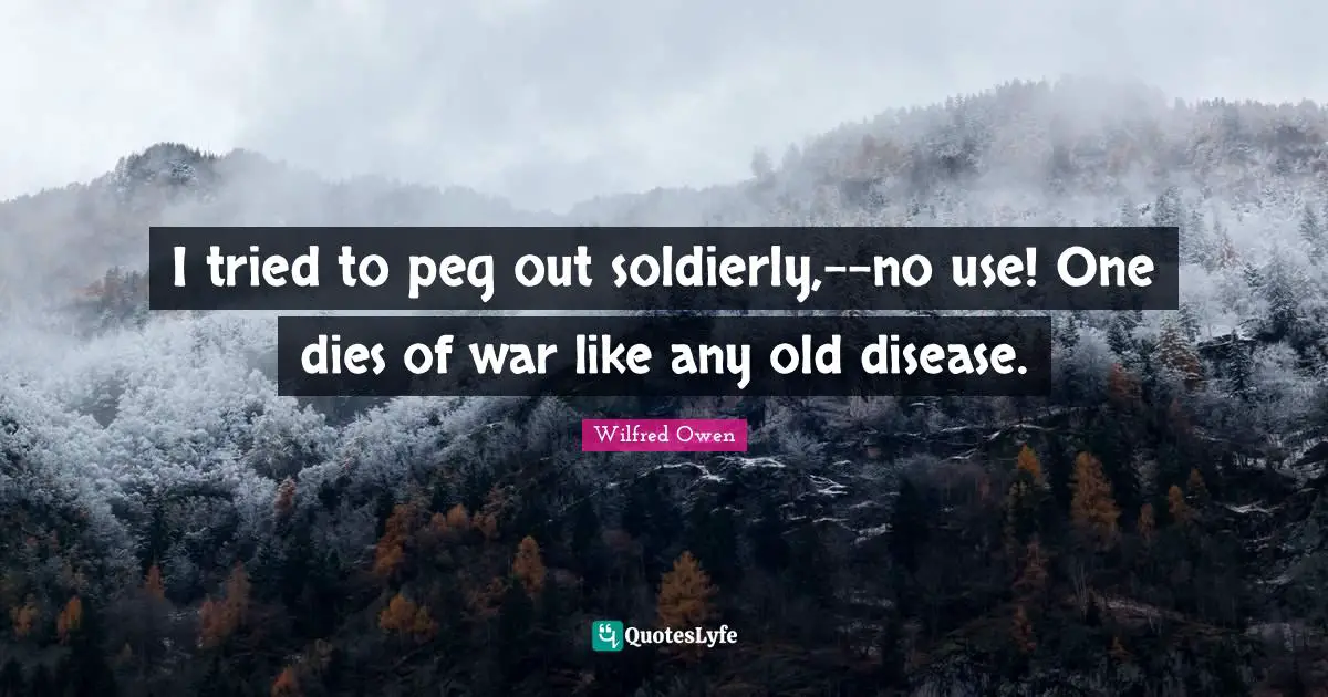 Peg Quotes: "I tried to peg out soldierly,--no use! One dies of war like any old disease."