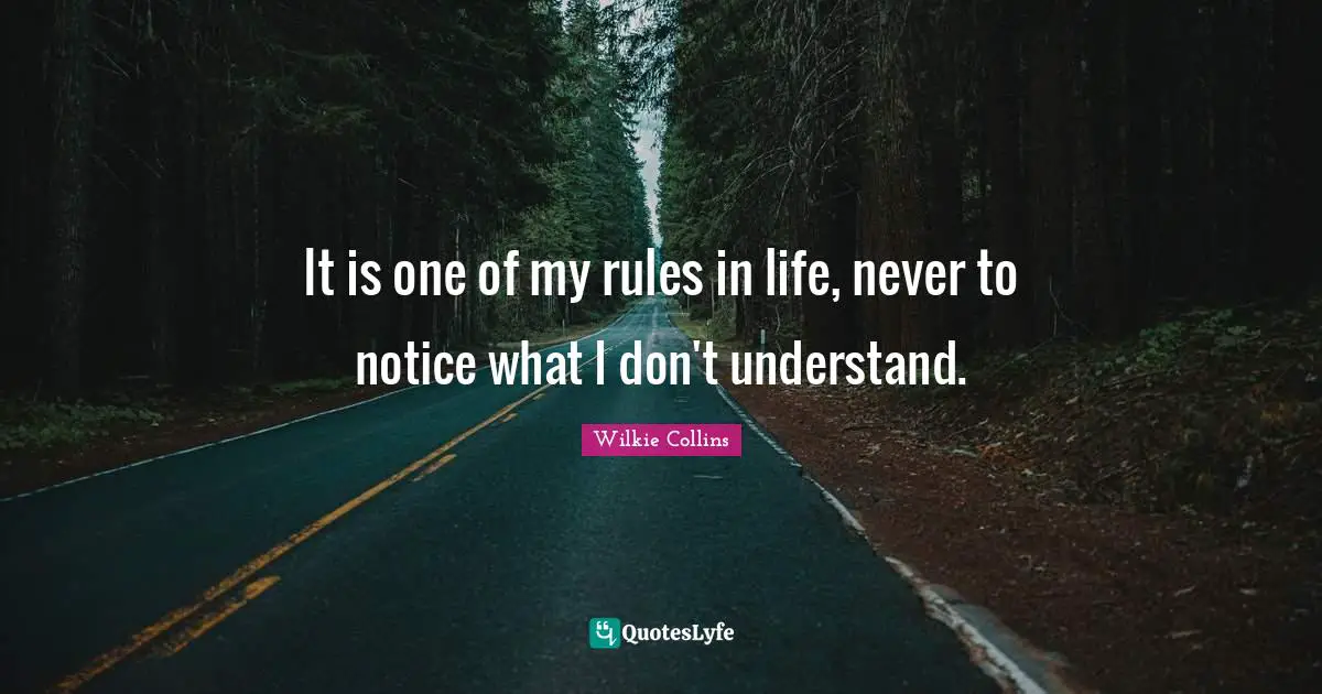 It is one of my rules in life, never to notice what I don't understand.