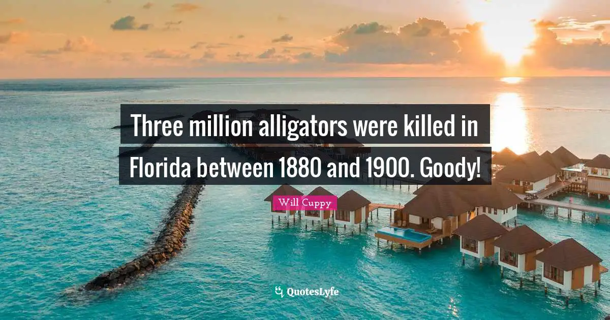 Three million alligators were killed in Florida between 1880 and 1900. Goody!