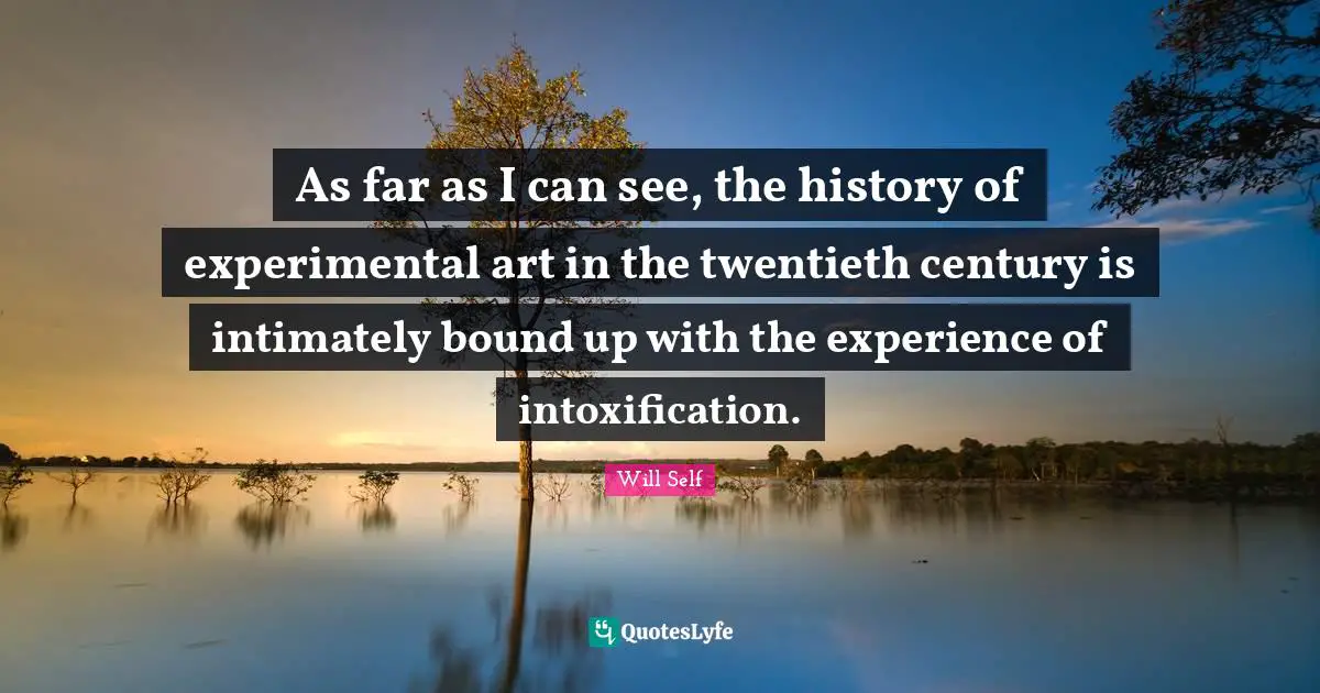 As far as I can see, the history of experimental art in the twentieth century is intimately bound up with the experience of intoxification.