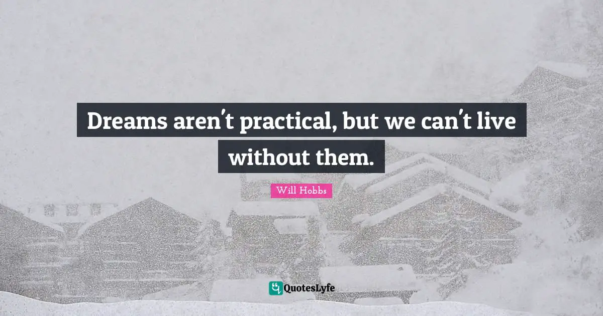 Dreams aren't practical, but we can't live without them.