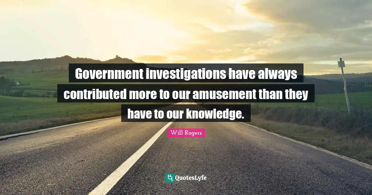 Government investigations have always contributed more to our amusement than they have to our knowledge.