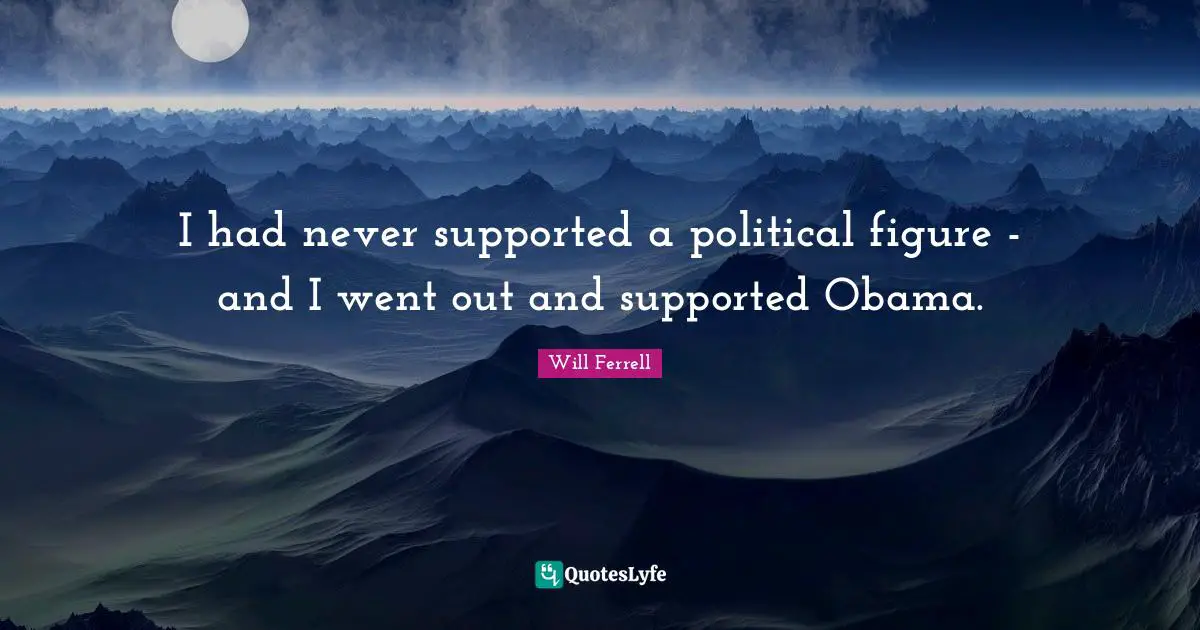 I had never supported a political figure - and I went out and supported Obama.