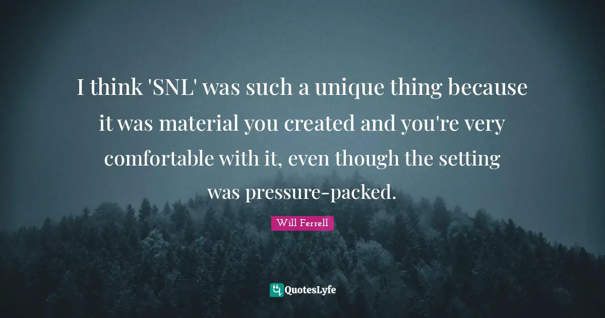 I think 'SNL' was such a unique thing because it was material you created and you're very comfortable with it, even though the setting was pressure-packed.