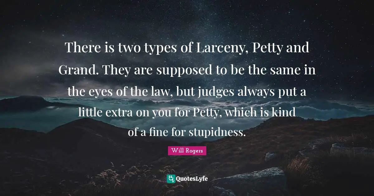 There is two types of Larceny, Petty and Grand. They are supposed to be the same in the eyes of the law, but judges always put a little extra on you for Petty, which is kind of a fine for stupidness.
