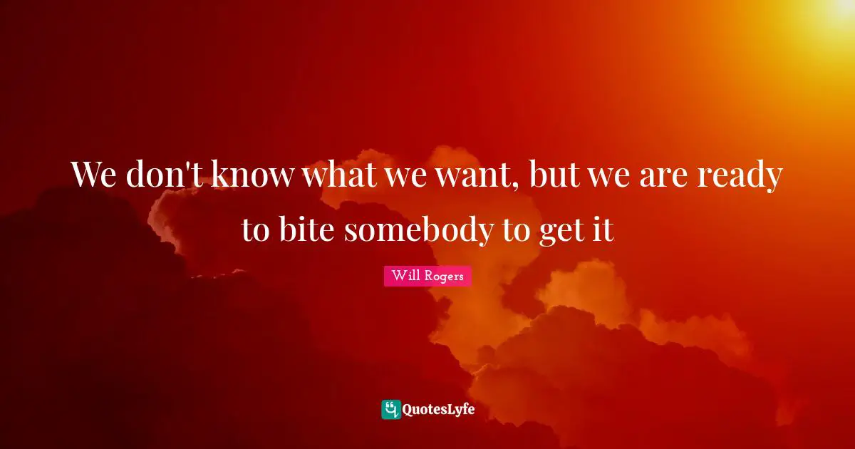 We don't know what we want, but we are ready to bite somebody to get it