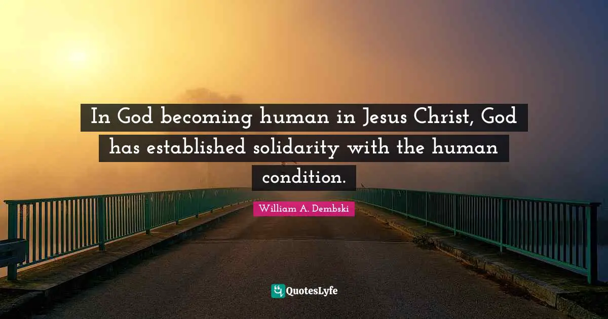 In God becoming human in Jesus Christ, God has established solidarity with the human condition.