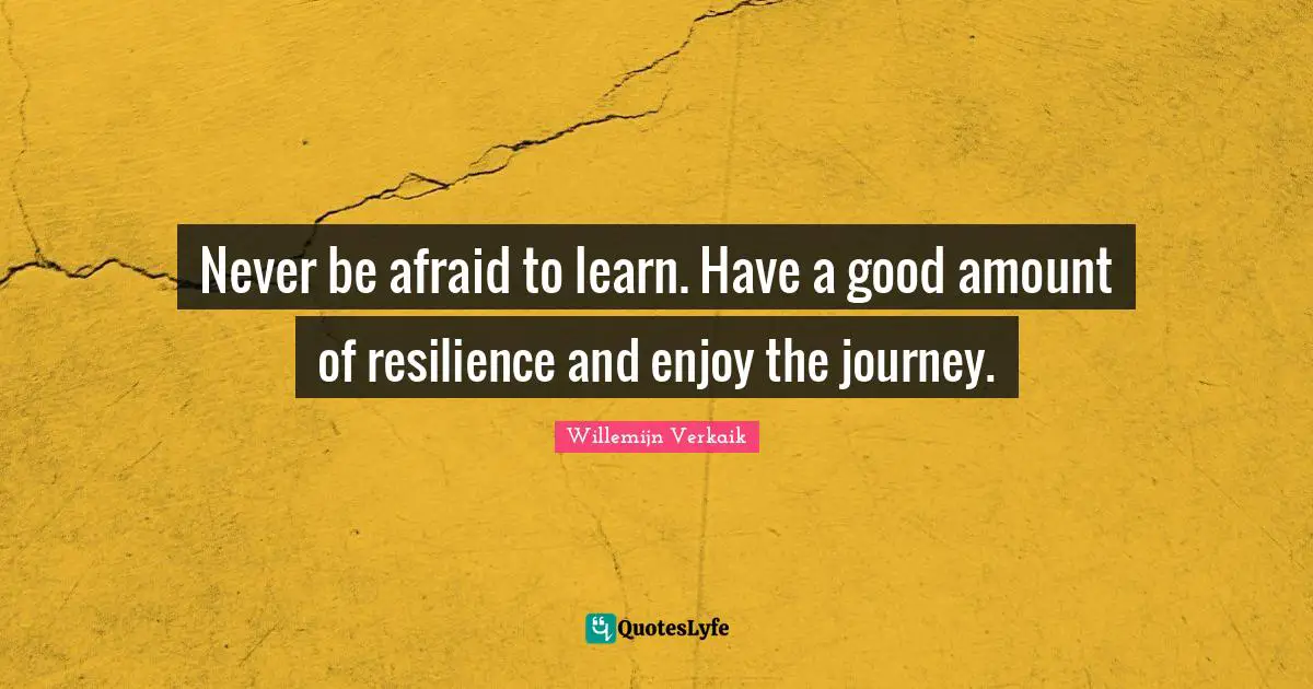 Never be afraid to learn. Have a good amount of resilience and enjoy the journey.