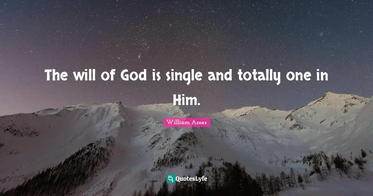 The will of God is single and totally one in Him.