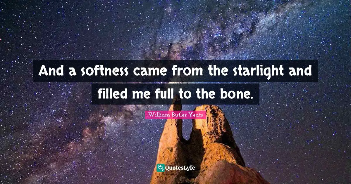 William Butler Yeats Quotes: "And a softness came from the starlight and filled me full to the bone."